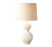 QYYZTQY Bedside Table Lamp Table Lamp in Gloss Ceramic with White Fabric Shade Ceramic Bedside Lamp Nightstand Lamp Nightstand Lamp for Bedroom(Push Button Switch)