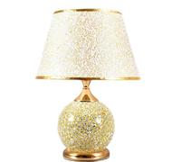 QYYZTQY Bedside Table Lamp Table Lamp Metal Base Bedside Table Night PVC Lampshade, E27 Screw Hand-Made Glass Body Nightstand Lamp for Bedroom(Push Button Switch)