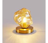 QYYZTQY Bedside Table Lamps Amber Glass Blown Smoky Gray Mid Century Table Lamp Vintage Gold Industrial Nightstand Lamp Cute Small Desk Light for Bedroom Living Room Office Home Decorative