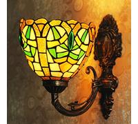 QYYZTQY Bedside Wall Mount Lamp American Country Style Wall Stained Glass Lampshade Wall Light Fixtures for Patio, Stairs, Hallway, Living Room, Bedroom