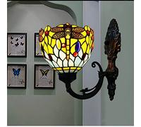 QYYZTQY Bedside Wall Mount Lamp Dragonfly Style Wall Stained Glass Lampshade Wall Light Fixtures for Patio, Stairs, Hallway, Living Room, Bedroom,Blue (Color : Blue)