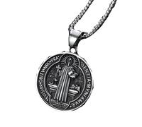QYYZTQY Benedict Necklace For Women and Men, 925 Sterling Silver Religious San Benito Medal Pendant, Benedict Medals, Medalla De San Benito, San Benito Medalla, Saint Benedict Medal