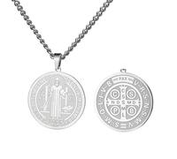 QYYZTQY Benedict Necklace For Women and Men, 925 Sterling Silver Religious San Benito Medal Pendant, Benedict Medals, Medalla De San Benito, San Benito Medalla, Saint Benedict Medal