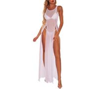 QYYZTQY Bikini Cover Up Beachwear Sleeveless Swimwear Bathing Suit Coverup Side Slits Crochet Beach Dress Long Kimonos Robe