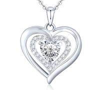 QYYZTQY Birthstone Women, Forever Love Silver Heart with Birthstones as Anniversary/Birthday Gift Mom, Wife, Girlfriend or Loved Ones Jewelry for Girls
