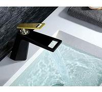 QYYZTQY Black and White Kitchen Faucet with Hollow Shape Waterfall Single Handle Bathroom Basin Mixer Tap