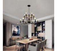 QYYZTQY Black Chandelier E14 Living Room Metal Lamp 12 Lights Double-Layer Iron Light Classic Retro Industrial Ceiling Lighting Restaurant Kitchen Island Bedroom Corridor Ligh/10 He