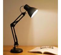 QYYZTQY Black Desk Reading Light Swing Arm Table Lamp Adjustable Desktop Nightstand Lamp Accent Lamp Task Lights Retro Bedside Lamps for Living Room, Bedroom, Office