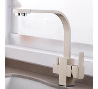 QYYZTQY Black Hot and Cold Drinking Water Filter Kitchen Faucet Single Hole Deck Mounted Mixer Tap White (Beige with Dot)