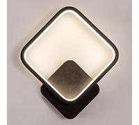 QYYZTQY Black Metal Wall Lamp, Square LED Bedroom Wall, Three-Color Dimmable Wall Light for Living Room Bathroom Vanity(Black)