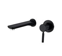 QYYZTQY Black with Hot and Cold Water Brass Wall Mounted Bathroom Sink Tap Single Handle Two Holes Basin Faucet for Villa, Hotel