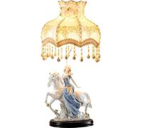 QYYZTQY Blue and White Coastal Table Lamp 26.7" Extra Large Ceramic Table Lamp Princess Horse Girls Bedside Nightstand Lamp End Desk Lamp for Kids Bedroom Living Room Home Office Entryway
