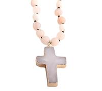QYYZTQY Bohemian Tribal Western Cross Necklace For Women, 6-8mm Natural Stones Knotted Western Cross Necklace - Vintage Cross Necklace, Men's Western Necklace For Birthday Halloween Gifts