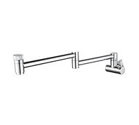 QYYZTQY Brass Pot Filler Cold Water Faucet Commercial Kitchen Tap Folding Stretchable Double Joint Swing Arms Single Hole Two Handles Wall Mount Sink Faucets,Orb(Chrome)
