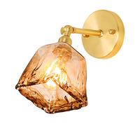 QYYZTQY Brass Wall Lighting, Minimalist Wall Lights Tea Color Glass Lampshade, Up and Down ° Adjustment Wall Light Fixtures for Home Decor Bathroom Bedroom Hallway Bar,A (Color : A)