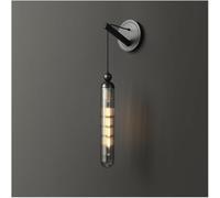 QYYZTQY Brushed All Copper Wall Clear Glass Hanging Wire Mounted Lamp for Bedroom Bathroom Kitchen Living Room Vanity Hallway Wall Light E12/ Base(Black)