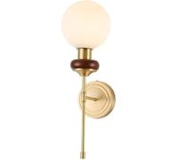 QYYZTQY Brushed Brass Mounted Lamp with Milky White Glass Shade Mid Century E26/ Base Light Nordic Wood for Bedroom Living Room Farmhouse Aisle Wall