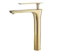 QYYZTQY Brushed Gold Basin Faucet Full Copper Hot Cold Single Handle Control Elegant Brass Bathroom Tap for Hotel Home Use & Stylish