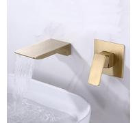 QYYZTQY Brushed Gold Bathroom Basin Mixer Tap Waterfall Bath Faucet Wall Mounted Single Lever Hole for Stylish Bathtubs Sinks & Elegant.