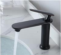 QYYZTQY Brushed Gold Full Copper Hot and Cold Water Faucet Household Toilet Wash Basin Nordic Gold Basin Faucet, Black Dwarf