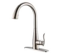 QYYZTQY Brushed Pull Down Faucet Mode Sprayer 360° Swivel Mixer Single Handle Hot and Cold Water Kitchen Tap with Deck Plate Shower Head