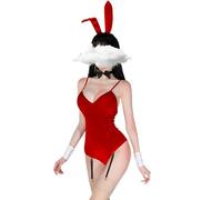 QYYZTQY Bunny for Women Lingerie Outfit Costume Cosplay Maid Bunny Girl Naughty Underwear Cute Velvet Outfits Anime Bodysuit Babydoll Roleplay Ears Bra Tail Christmas Set Red