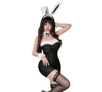 QYYZTQY Bunny Outfit Lingerie for Women Bunny Girl Costume Senpai Cosplay Adult Maid Outfits Underwear Anime Bodysuit Slip Dress Babydoll Roleplay Ears Christmas Set Black