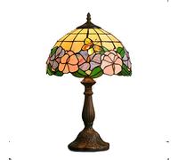 QYYZTQY Butterfly Flower Table Lamp, 12 Inch Handmade Bedside Table Lamps Art Stained Glass Desk Lamp for Bedside Bedroom Living Room Needed