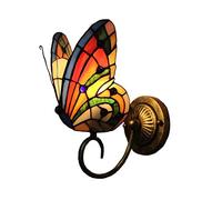 QYYZTQY Butterfly Flower Wall Sconces Style LED Wall Lamp Stained Glass Lampshade E26/E27 Base Wall Lighting Fixtures for Patio, Stairs, Hallway, Living Room, Bedroom,2 Light (Color : 1 Light a)
