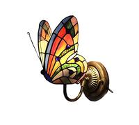 QYYZTQY Butterfly Flower Wall Sconces Style LED Wall Lamp Stained Glass Lampshade E26/E27 Base Wall Lighting Fixtures for Patio, Stairs, Hallway, Living Room, Bedroom,2 Light (Color : 1 Light B)