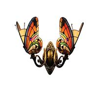 QYYZTQY Butterfly Flower Wall Sconces Style LED Wall Lamp Stained Glass Lampshade E26/E27 Base Wall Lighting Fixtures for Patio, Stairs, Hallway, Living Room, Bedroom,2 Light (Color : 2 Light)