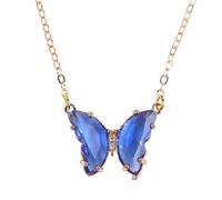 QYYZTQY Butterfly Necklace For Women, Zircon Butterfly Pendant Colorful Butterfly Necklaces, Butterfly Choker Necklace, Pink Butterfly Necklace, Blue Butterfly Necklace