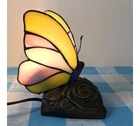QYYZTQY Butterfly Night Light Bedside Table Lamp, Style Stained Glass Accent Desk Lamp,Nightstand Reading Lamp for Nursery Bedroom Living Warm as Ever