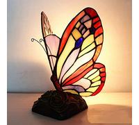 QYYZTQY Butterfly Night Light Bedside Table Lamp, Style Stained Glass Accent Desk Lamp,Nightstand Reading Lamp for Nursery Bedroom Living Warm as Ever
