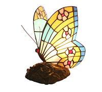 QYYZTQY Butterfly Table Lamp Desk Lamp Vintage Pastoral Style Stained Glass Handmade for Bedside Living Room Bedroom Coffee Table Night Light Needed