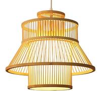 QYYZTQY Cage Coastal Style Shade Handmade Rattan Wicker Hollow Pendant Lights Farmhouse Basket Flush Mount Ceiling Lamp, Chandelier