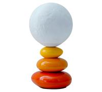 QYYZTQY Cartoon Moon Table Lamp Ceramic Small Bedside Light Globe Night Light LED Desktop Nightstand Lamps for Home Children's Room, Art Decor, Handicraft House Warmging Gift