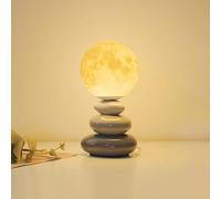 QYYZTQY Cartoon Moon Table Lamp Ceramic Small Bedside Light Globe Night Light LED Desktop Nightstand Lamps for Home Children's Room, Art Decor, Handicraft House Warmging Gift