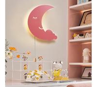 QYYZTQY Cartoon White Lights with Battery Powered Night Kids Room Decor 30cm 3000K/4000K/6000K Wall Mounted Nursery Bedside Lamp (Pink C,Neutral Light)