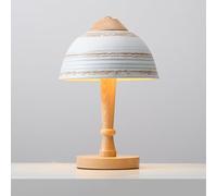 QYYZTQY Ceramic Bedside End Table Light Dome Nightstand Desk Lamp Nordic Wood Column Table Lamp Mushroom Table Lights for Living Room Bedroom Home Decor Desktop Lamps Accent Lighting