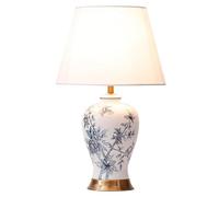 QYYZTQY Ceramic Bedside Table Lamp Farmhouse Rustic Porcelain Table Lamp Flower Bird Decorative End Lamp Vintage Cottage Nightstand Lamp for Living Room Desk Bedroom Home Office