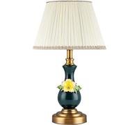 QYYZTQY Ceramic Bedside Table Lamp Flower Ceramic Table Lamp with White Drum Fabric Shade LED Home Desk Lamp for Living Room Bedroom Nightstand House Home Office