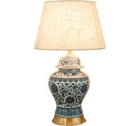 QYYZTQY Ceramic Desk Lamp Retro Study Bedroom Bedside Table Lamp Blue and White Porcelain Table Lamps for Guest Room, Living Room, Office