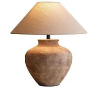 QYYZTQY Ceramic Jar Table Lamp Distressed Soil Pot Rustic Farmhouse Table Lamp Porcelain Mid Century End Lamp Retro Vintage Bedside Nightstand Lamp for Bedroom Desk Living Room Home Office