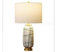 QYYZTQY Ceramics Large Table Lamp Bedside Lamp European Style Table Lamp Minimalism Bedroom Living Room with Fabric Shade E27*1 for Hotel Café Decorative 35 * 64cm