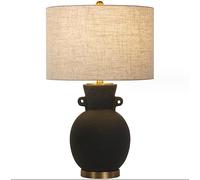 QYYZTQY Ceramics Large Table Lamp Vintage Japanese Style Table Lamp Bedside Lamp Minimalism Bedroom Living Room with Fabric Shade E27*1for Hotel Decorative 40 * 77cm