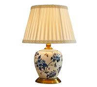 QYYZTQY Ceramics Table Lamp Bedside Table Lamps Blue and White Nightstand Lamp with White Fabric Shade for Living Room Bedroom Hotel Vase Bedroom Desk Lamp