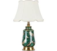 QYYZTQY Ceramics Table Lamp Green Glazed Porcelain Desk Lamp Large Oriental Ceramic Table Lamp with Barrel Shape Lamp Shade Chinese styleLamp