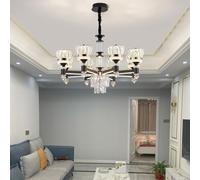QYYZTQY Chandelier Black Light Fixtures with Shade, Height Adjustable Hanging Lamps, Metal Iron Crystal Pendant Lamp For Living Dinning Room Home Lighting