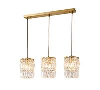 QYYZTQY Chandelier Brass Pendant Light Crystal Hanging Lamp Shade, Copper Drop Ceiling Lighting Fixture, Bedroom Bedside Living Room Kitchen Island Chandelier, E27 Socket(Size:3-Light)